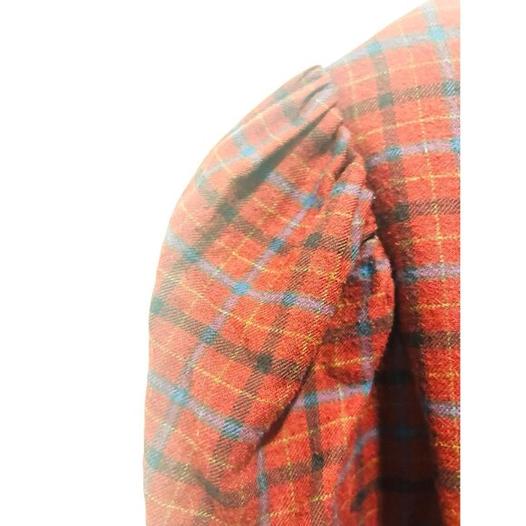Laura Ashley Dress Womens Small Red Plaid Belted Vintage Prairie Cottagecore - Picture 9 of 13